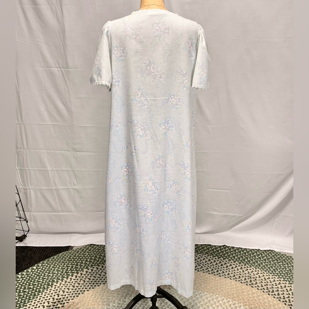 VINTAGE cottage floral dressing house gown robe button front long maxi nightgown - Picture 7 of 14